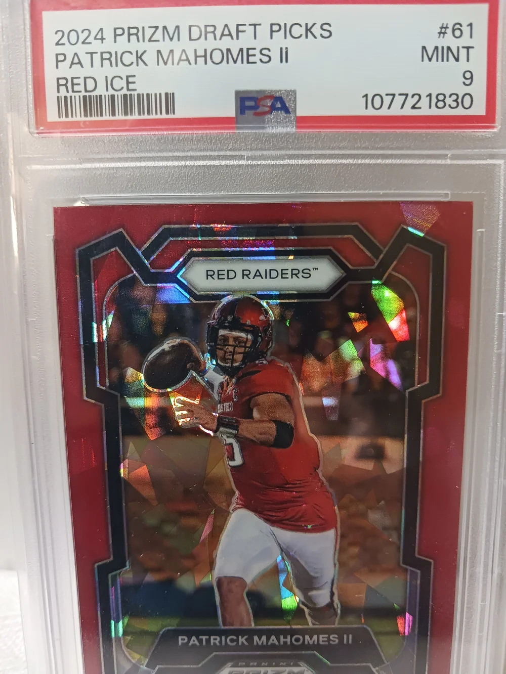 Patrick Mahomes II 2024 Prizm Draft Picks Red Ice Football Card PSA 9 - Picture 3 of 4